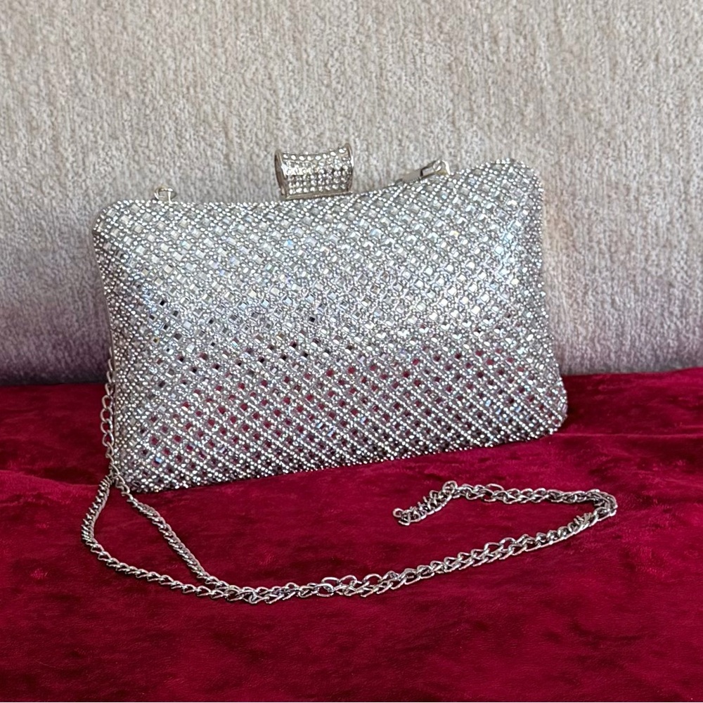 D'margeaux Dazzling Silver Evening Clutch Bag